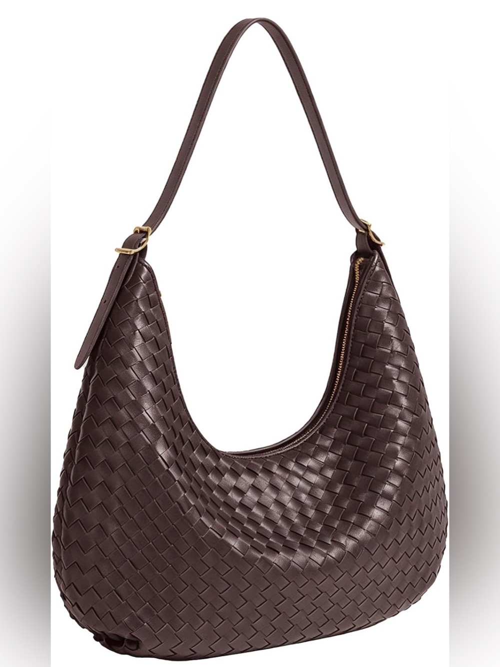 Chocolate hobo, shoulder bag woven, pocket book vegan leather👜👜